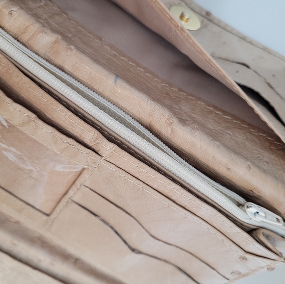 Ostrich Leather Women's Tri-Fold Wallet - Picture 6 of 11